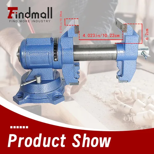Miniatura 3 de findmall Tornillo multimordaza multiusos resistente con base giratoria y cabezal para sujetar equipos de fijación, rotación de 360 grados, uso