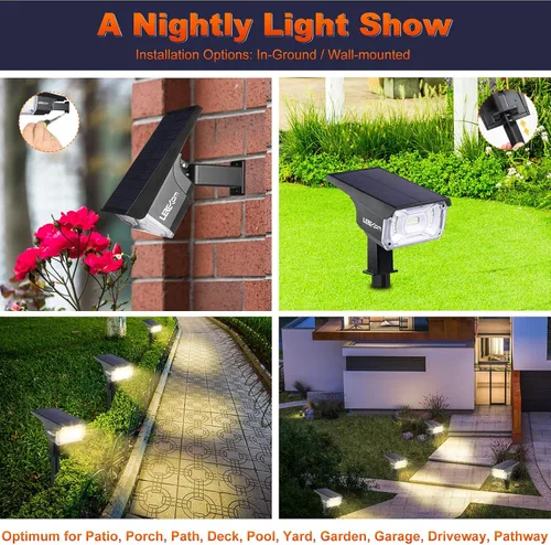 Miniatura 3 de LEREKAM 40 focos LED, IP65, impermeables, con energía solar, 2 en 1, luz de pared, luces de paisajismo al aire libre, encendido/apagado automático