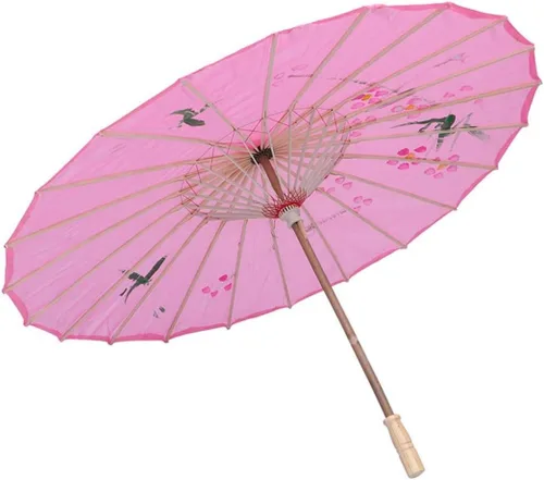 HEALLILY Paraguas japonés chino de papel al óleo, sombrilla para bailar Umberlla, accesorios de fotografía para adultos o niños (rosa)