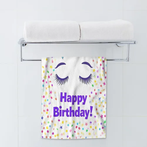Miniatura 3 de AOYEGO Toalla de mano de unicornio con diseño de animales y plumas florales, con cita de feliz cumpleaños, dibujada a mano, estrellas y puntos