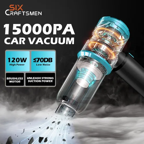 Miniatura 2 de Aspiradora de mano para coche con potencia de 15000PA, aspiradora inalámbrica pequeña y potente 4 en 1 y quitamanchas con batería de 2000mAh