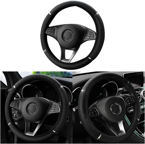 Miniatura 10 de Funda para volante de automóvil, antideslizante, elástica, funda para volante para hombres y mujeres, ajuste universal para automóviles de 15 Beige