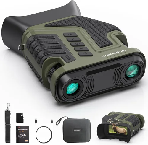 Miniatura 13 de WOSPORTS 4K Night Vision Goggles– 64GB TF Card, 10X Optical & 8X Digital Zoom, 1315FT Infrared Range, IPX Waterproof, Ideal for Camping Verde militar