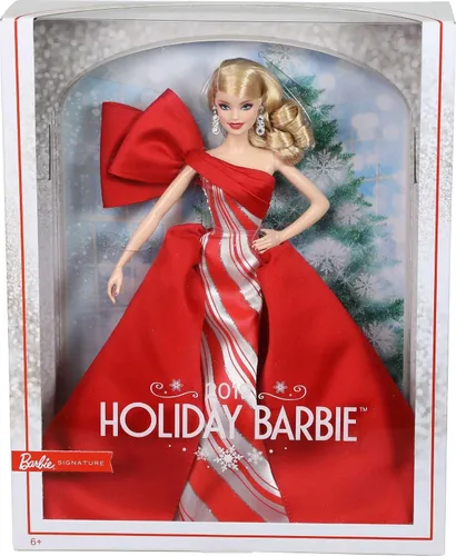 Miniatura 6 de Barbie Muñeca navideña 2019, 11.5 pulgadas, rubia, con vestido rojo y blanco, con soporte para muñeca y certificado de autenticidad