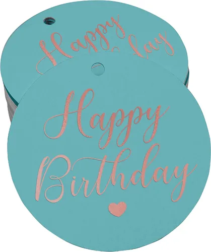 Miniatura 35 de Etiqueta de papel para colgar con texto en inglés «Happy Birthday» (50 unidades)