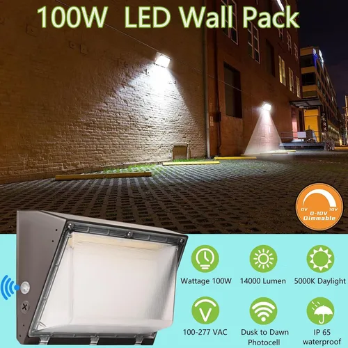 Miniatura 2 de Paquete de luz LED regulable de 100 W con fotocélula del atardecer al amanecer, 100-277 V 14000 lm 600-800 W equivalente a HPS/HID, iluminación