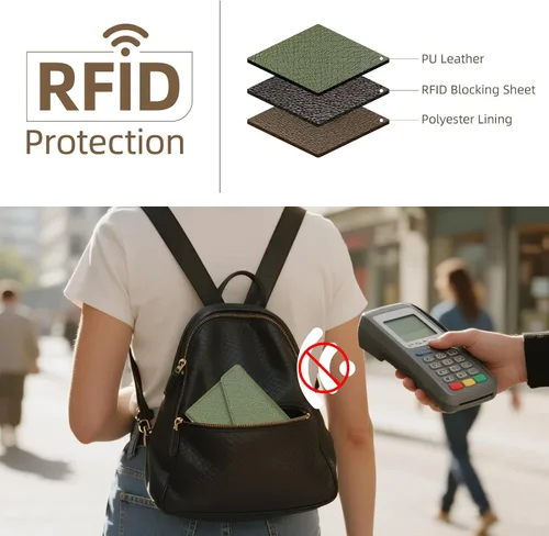 Miniatura 160 de Zoppen - Billetera de viaje con bloqueo RFID multiusos (Ver.4) Portatarjetas de pasaporte y vacunas, organizador de documentos de tres pliegues
