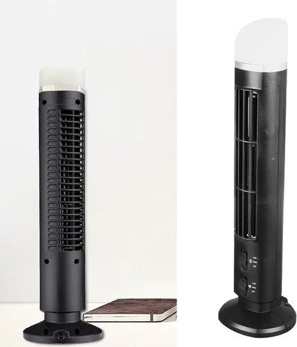 Miniatura 3 de Ventilador de torre sin aspas, ventilador de escritorio vertical USB para estudiantes, oficina en casa, ventiladores de torre (negro)