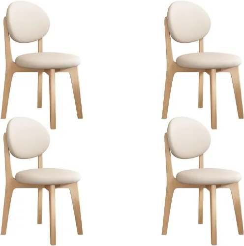 Miniatura 25 de YVYKFZD Juego de sillas de comedor, sillas de cocina de madera maciza, silla de comedor de granja con respaldo curvo, silla tapizada de cuero