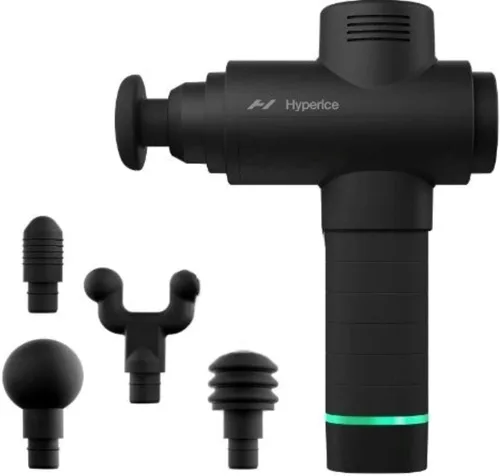 Hyperice Hypervolt 2 Black - Con tecnología Quiet Glide, pistola de masaje de percusión de mano | 3 velocidades, 5 cabezales intercambiables | Ayuda