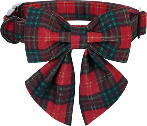 Miniatura 12 de Lionet Paws Collar navideño para perro y gato con corbatín, suave y cómodo, collar ajustable