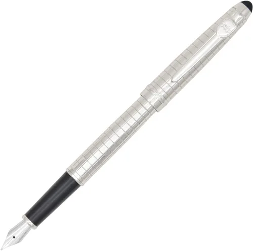 Miniatura 9 de Gullor Pluma estilográfica avanzada Jinhao 163 Executive Negro y Plata 18kgp Punta Media