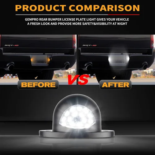 Miniatura 7 de Gempro Luces LED para Placa de Matrícula Trasera del Parachoques con Arnés de Cableado con Conector Pigtail para Camioneta Pickup Dodge Ram