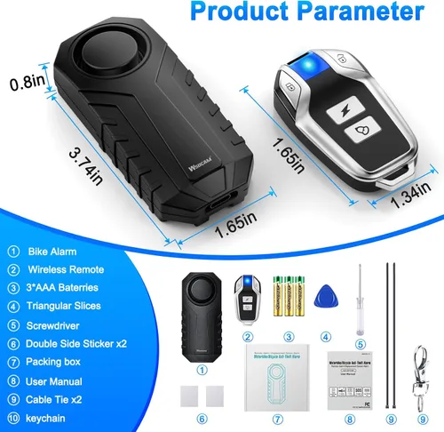 Miniatura 6 de WSDCAM Sistemas de Alarma con Sensor de Vibración Antirrobo de 113dB Fuerte para Bicicleta Eléctrica Motocicleta Carrito de Golf Remolque Buzón