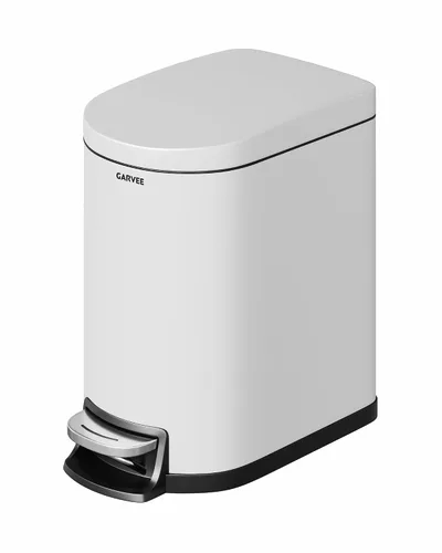 Miniatura 16 de Garvee Cubo de basura de metal de 1.6 galones / 6 litros con tapa, bote de basura delgado e impermeable para dormitorio, cubo de basura pequeño