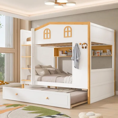 Miniatura 10 de Bellemave Bunk beds Twin Over Twin with Twin Size Drawers, Low bunk Bed for Kids Adults and Teenagers，White