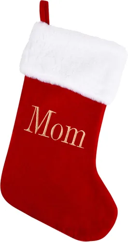 Miniatura 33 de Medias de Navidad con monograma de 20 pulgadas con letras, medias de Navidad grandes súper suaves, terciopelo rojo con puño de felpa blanco súper
