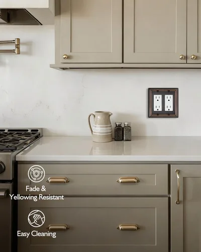 Miniatura 4 de Cubiertas de Enchufe Decorador Doble, Placas de Pared de Bronce Envejecido para Interruptor de Regulador, Enchufe GFCI y Receptáculo, Placas