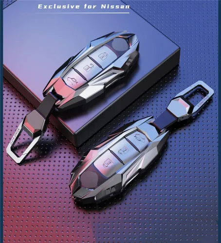 Miniatura 3 de Funda de metal para llavero Nissan Altima Maxima Armada Rogue Leaf Sentra GT-R 370Z para Infiniti G25 G35 Q40 Q60 Gris
