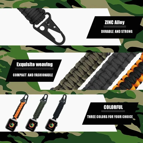 Miniatura 4 de yothchose Llavero de cuerda de paracaídas compatible con correa trenzada militar Apple Watch Fob