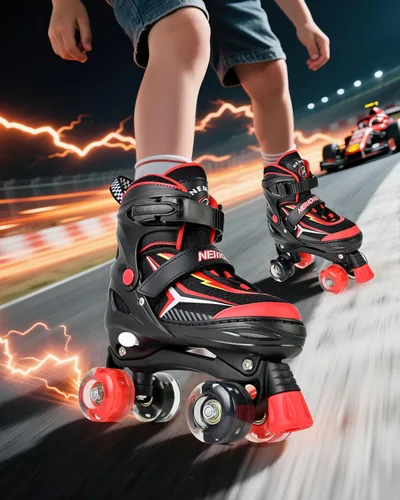 Miniatura 9 de NEMONE - Patines de sirena con ruedas iluminadas y 4 tamaños ajustables para niñas, azul y morado, para niños pequeños, para principiantes, de F