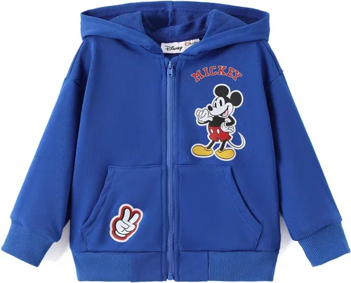 Disney Frozen Stitch Princesa Minnie Mickey Spiderman Sudadera con Capucha con Cremallera para Niñas/Niños Otoño Chaqueta Sudadera con Cremallera