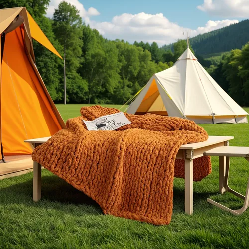 Miniatura 8 de ATMOSURELY Manta de punto grueso ultrasuave de color naranja quemado, acogedora y esponjosa, hecha a mano, con hilo de felpilla, para cama, sofá