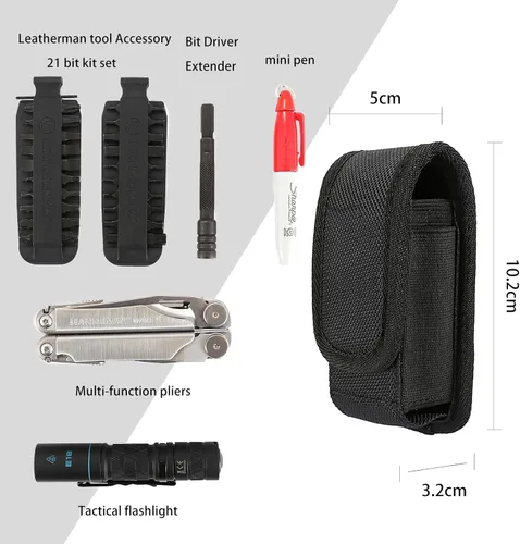 Miniatura 3 de Funda multiherramienta, bolsa EDC, funda multiherramienta para cinturón, organizador de cinturón EDC para bolígrafo, linterna/cuchillo plegable