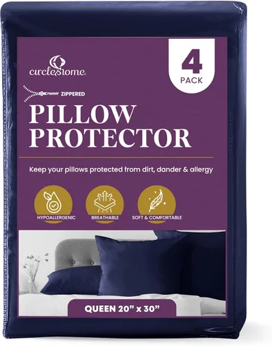 Miniatura 74 de CirclesHome Juego de 12 protectores de almohada estándar con cremallera, 100% algodón, transpirables, protegen las almohadas de la suciedad, el 1