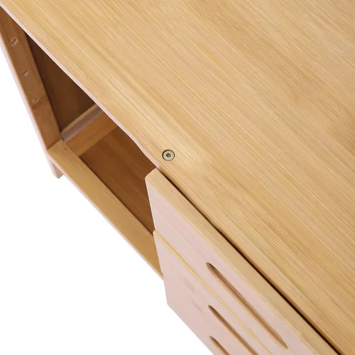Miniatura 6 de Mesita de noche de bambú, mesita de noche con 3 cajones, gabinete abierto, mesa auxiliar de noche, 16.5 pulgadas de largo x 11.8 pulgadas de ancho x