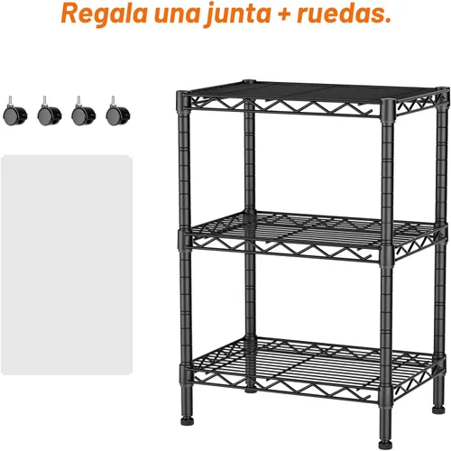Miniatura 4 de Golpart Estantes de almacenamiento ajustables de 3 niveles, estante de metal resistente, estantería de alambre, estante organizador para el hogar