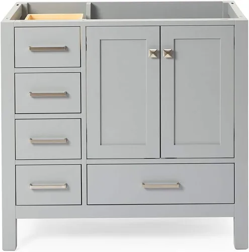 Miniatura 22 de ARIEL Cambridge - Mueble base de tocador de baño de 36 pulgadas, madera maciza, 2 puertas de cierre suave, 5 cajones de cola de milano
