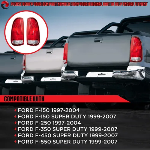 Miniatura 2 de Rareelectrical Nuevo par de luces traseras compatibles con Ford F-150 F-250 1997-2004 Fo2801117 F85z 13404 Ca F85z13405ca F85z-13405-Ca F85z13404ca
