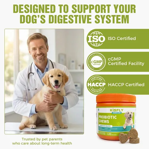 Miniatura 7 de Probióticos para perros: 2 mil millones de UFC masticables para la salud intestinal y digestiva, alivia la diarrea, los gases y las heces sueltas, 6