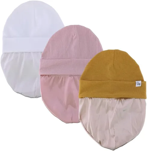 Miniatura 221 de Gorro de punto para recién nacido, para niños y niñas, con forro de satén sedoso, gorro para niños pequeños