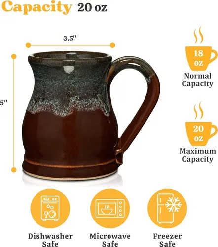 Miniatura 4 de Taza de café Potbelly de 20oz hecha a mano en los EE. UU. (Vainilla)
