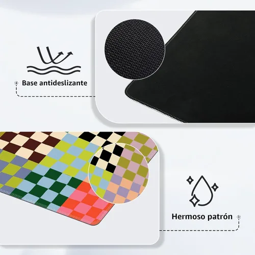 Miniatura 3 de iCasso - Alfombrilla de escritorio a cuadros, linda alfombrilla de ratón XXL grande para cubrir el escritorio, alfombrilla grande antideslizante