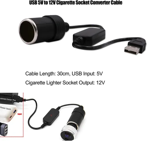 Miniatura 2 de Cable Convertidor USB A Macho a Enchufe de Encendedor de Cigarrillos de Coche Hembra 12V (Máximo 8W)