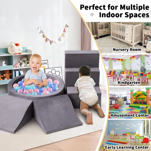 Miniatura 7 de Juguetes de escalada para niños pequeños de 1 a 3 años, bloques de escalada de espuma para bebés con pozo de pelotas, juguetes de escalada