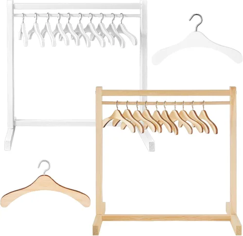 Miniatura 9 de Civaner Perchero de ropa de muñecas con colgador de madera para ropa de muñecas de 18 pulgadas, mini perchas para armario, accesorios de muebles