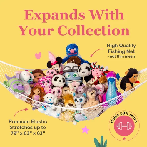 Miniatura 3 de Lilly's Love Hamaca grande para animales de peluche, organizador colgante de esquina, almacenamiento de juguetes, red de almacenamiento de animales