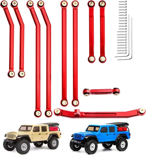Hobbypark Juego de eslabones de alta holgura Actualizaciones de amarre de barra de dirección para Axial SCX24 Gladiator AXI00005 Actualizaciones Rojo