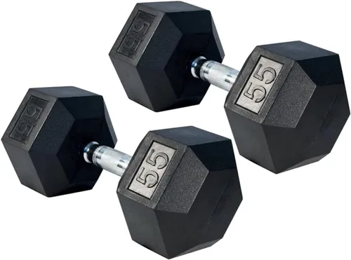 Miniatura 13 de Gronk Fitness Pares de mancuernas hexagonales de goma, 5 libras a 70 libras, equipo de entrenamiento para hombres y mujeres, hierro fundido