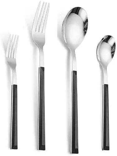 Miniatura 9 de Juego de cubiertos de acero inoxidable de 20 piezas, tenedores, cucharas, servicio para 4, juego de vajilla para comer en casa, incluye tenedor