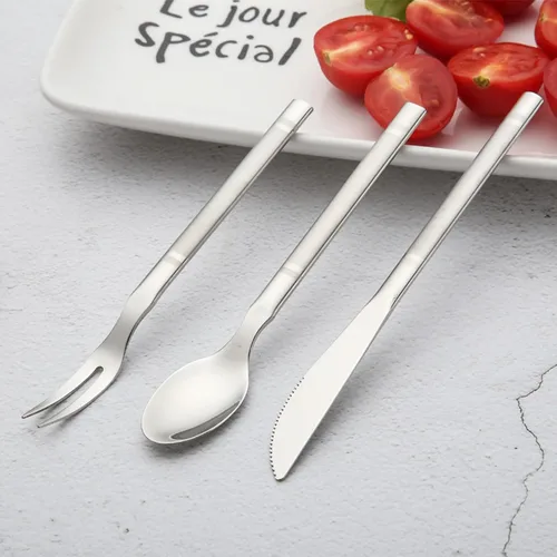 Miniatura 2 de VANRA Juego de 3 cuchillos de postre de 5.2 pulgadas, tenedores de ensalada, cucharas de té, aperitivo de acero inoxidable, cuchillos para servir