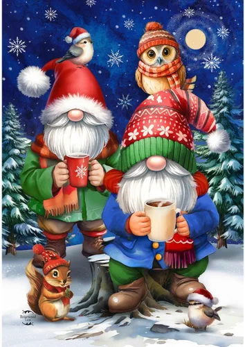 Miniatura 15 de Briarwood Lane - Bandera para casa con enanos de invierno, temática de Navidad, con gorro de Santa, humor, 28 x 40 pulgadas Gnomos de invierno