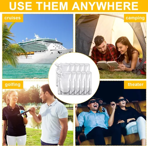 Miniatura 5 de Meanplan 100 bolsas de plástico reutilizables a granel, bolsas de plástico transparente a prueba de fugas para jugos con embudo para suministros