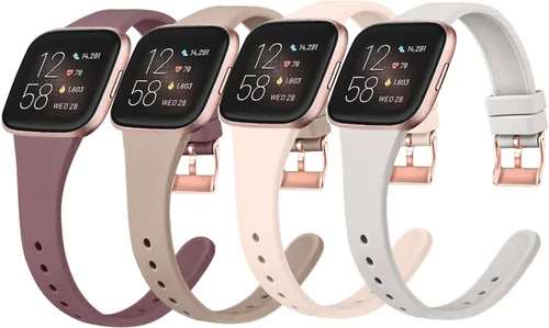 Miniatura 10 de Tobfit Correas de reloj deportivas delgadas, compatibles con Fitbit Versa 2 para mujeres y hombres, correas de silicona de repuesto, paquete de 3