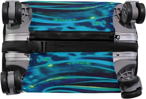 Miniatura 3 de Funda de equipaje vibrante de pluma de pavo, protector de equipaje de viaje 18-32 pulgadas, Azul Patchwork), g15259597p193c227s326
