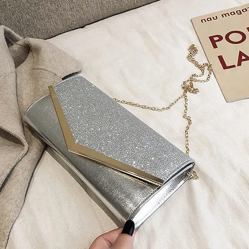 Miniatura 4 de Bolso de mano de noche con purpurina brillante para mujer, bolso de cadena para boda, fiesta de graduación, regalo para mamá, esposa, novia